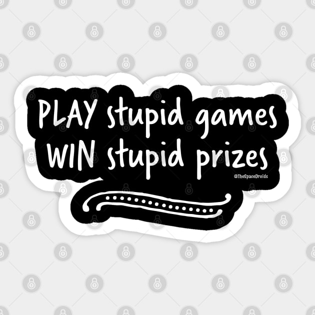 Play Games, Win Prizes (White Text) Sticker by SpaceDroids